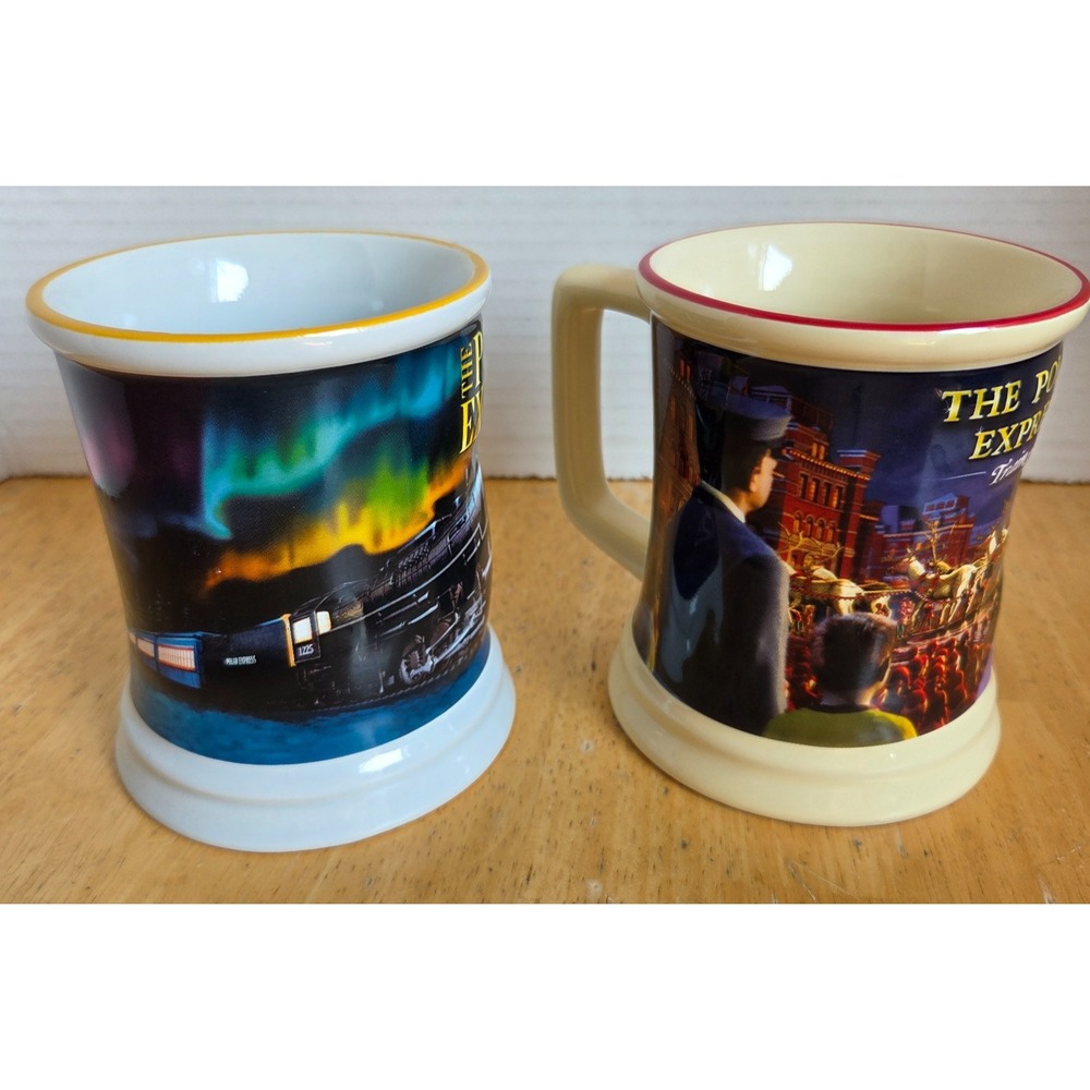 Warner Bros. The Polar Express Movie Train Ride 3D Embossed Ceramic Mug Set of 2 - Picture 4 of 16
